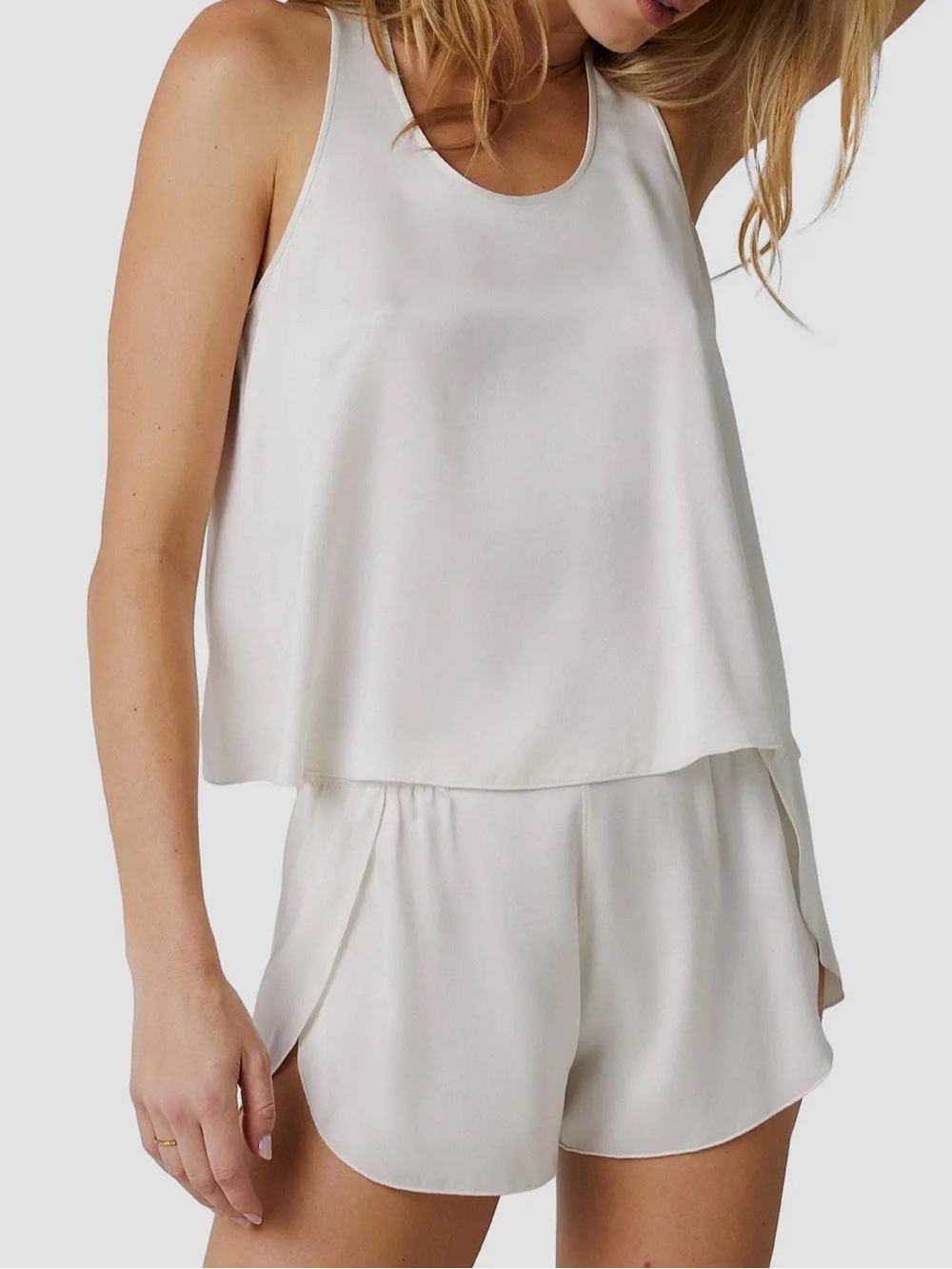 Lunya Women's Silk Cream Sleep Tank & Shorts Set